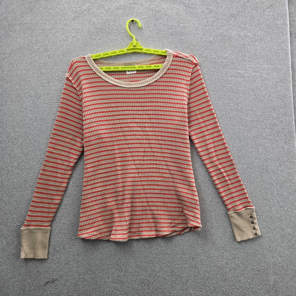 Torrid Women Sweater 2 Beige Red Striped Waffle Knit Long Sleeve